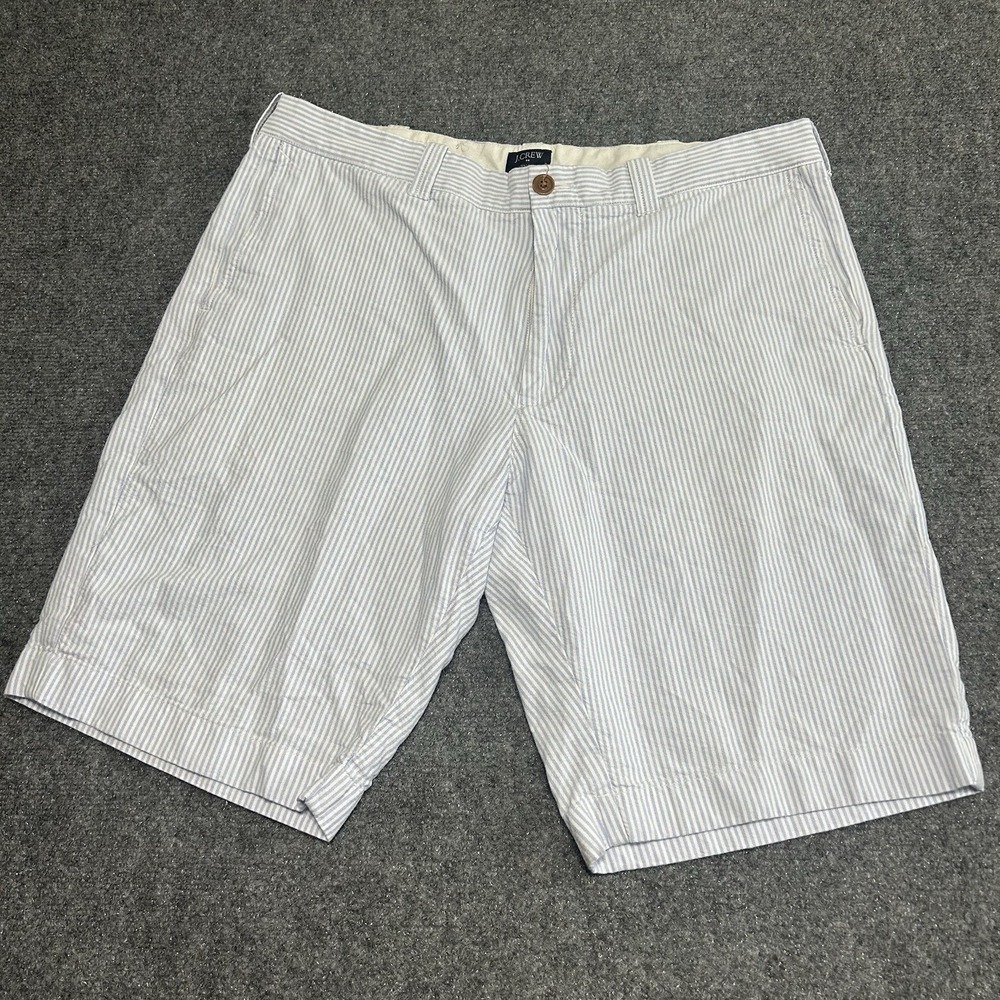 J.Crew Rivington Seersucker 11" Shorts Size 36 Striped Cotton Chino Flat Front